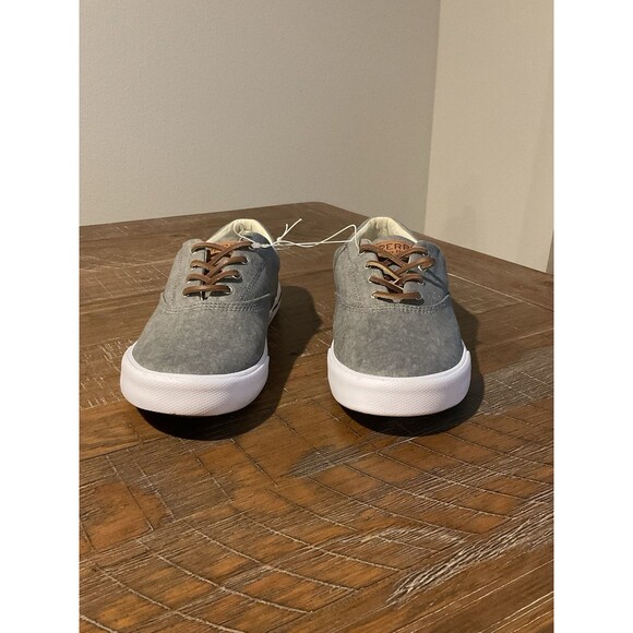 New Grey Sperry Striper II 8 Men’s CVO Top Sider Leather Lace Box Canvas Shoe - Picture 3 of 9